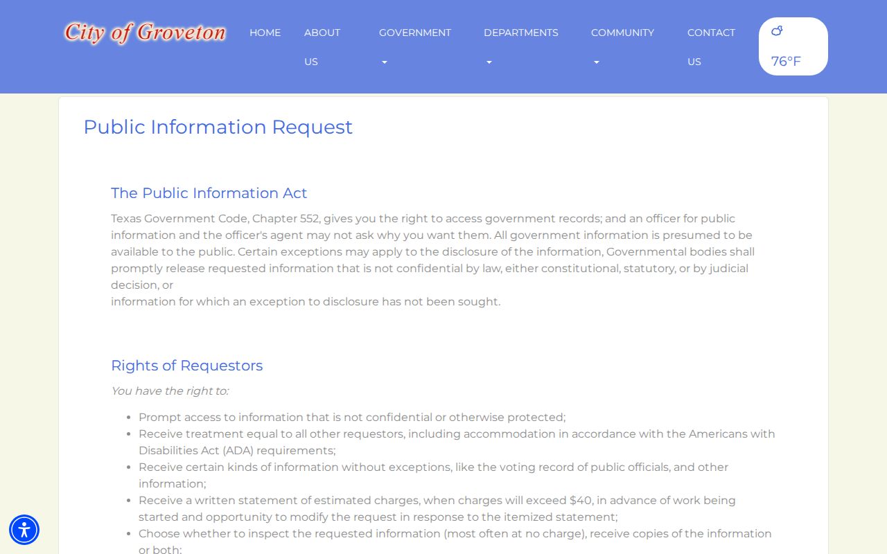 Trinity County Groveton public-information record-request context